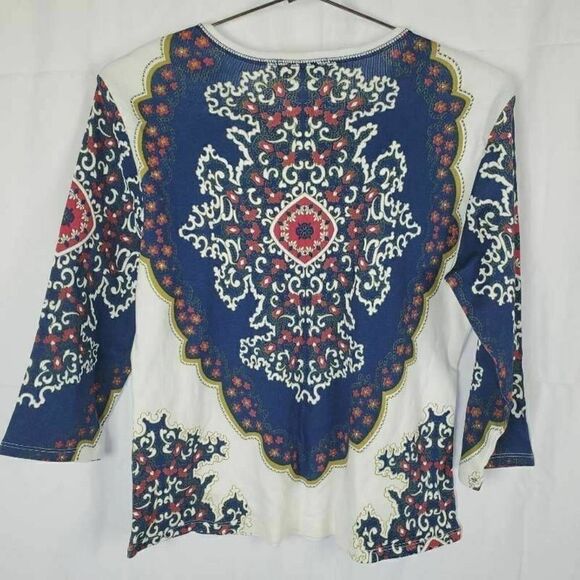 Norm Thompson Boho Blouse Embellished S - Picture 2 of 5